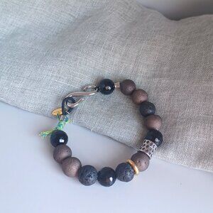 New men's design handmade mixed gemstone with stainless steel bracelet